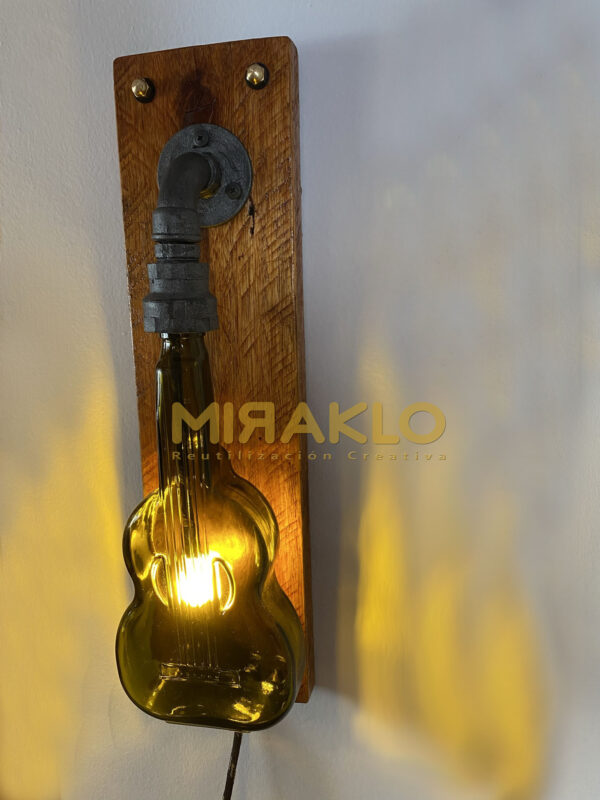 Lámpara de pared guitarra y caño, vintage de led con cable - Imagen 2